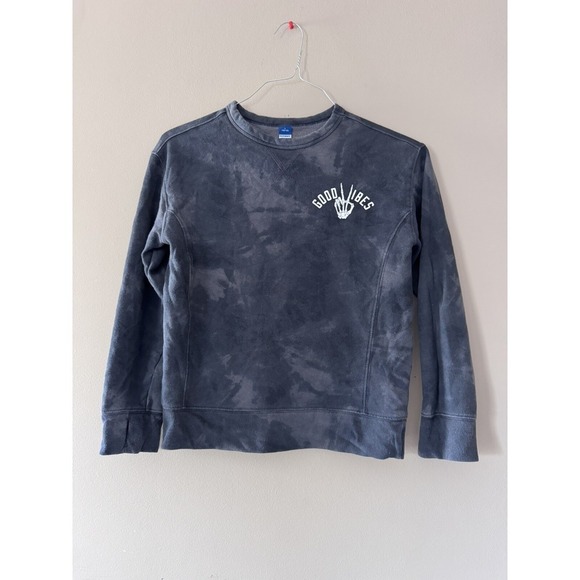 Old Navy Other - Old Navy Sweater Boys Size L 8/10 Gray Tie Dye Good Vibes Skeleton Peace EUC